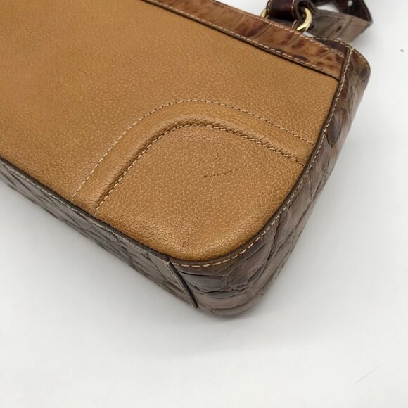 Brahmin Brown Crocodile Embossed Leather 25th Anniversary Edition Shoulder Bag - Picture 7 of 11